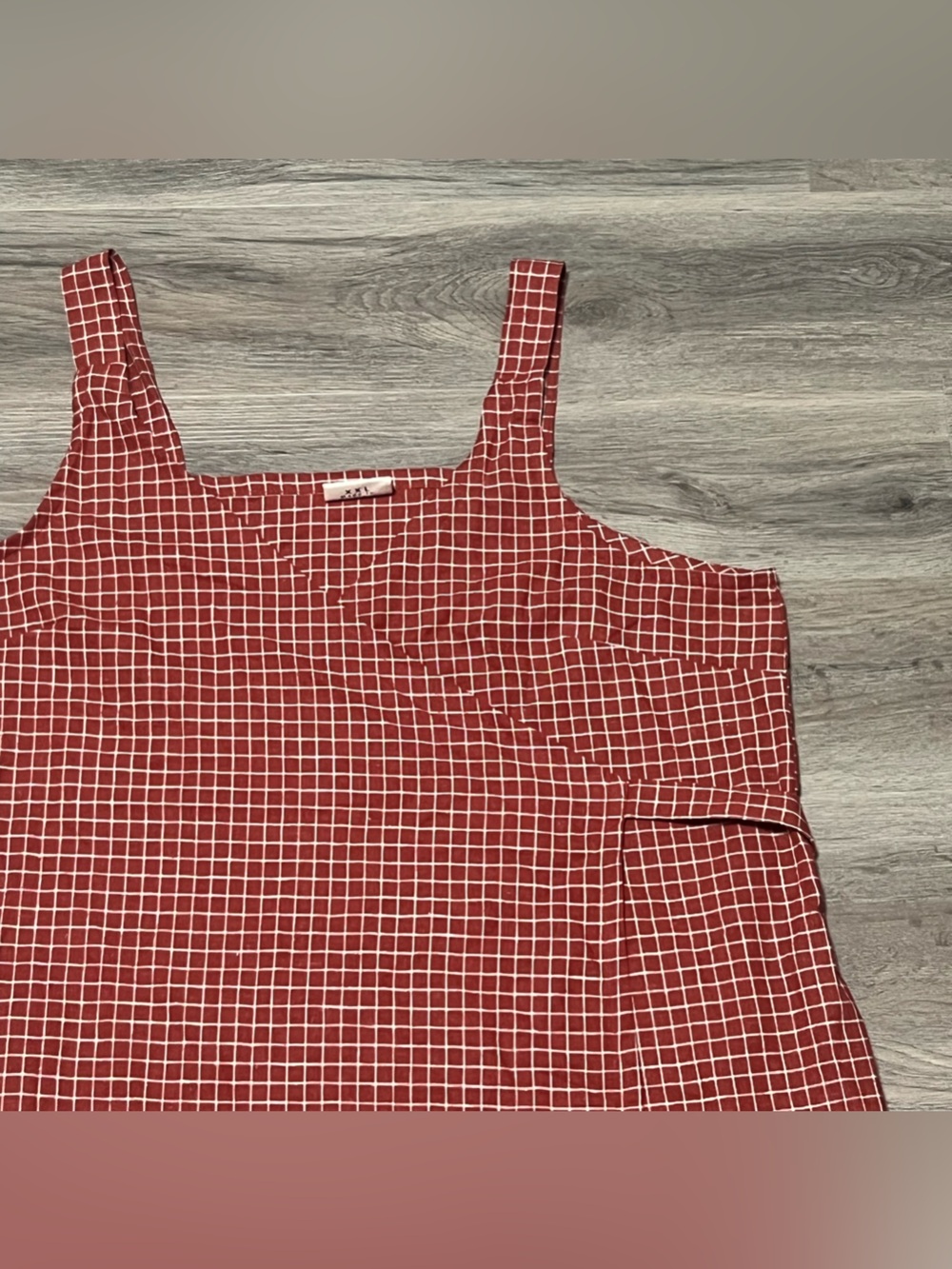 Conscious Clothing Womens XXL Soleil Wrap Dress Red Checkered Linen Pocket Apron - Picture 2 of 7